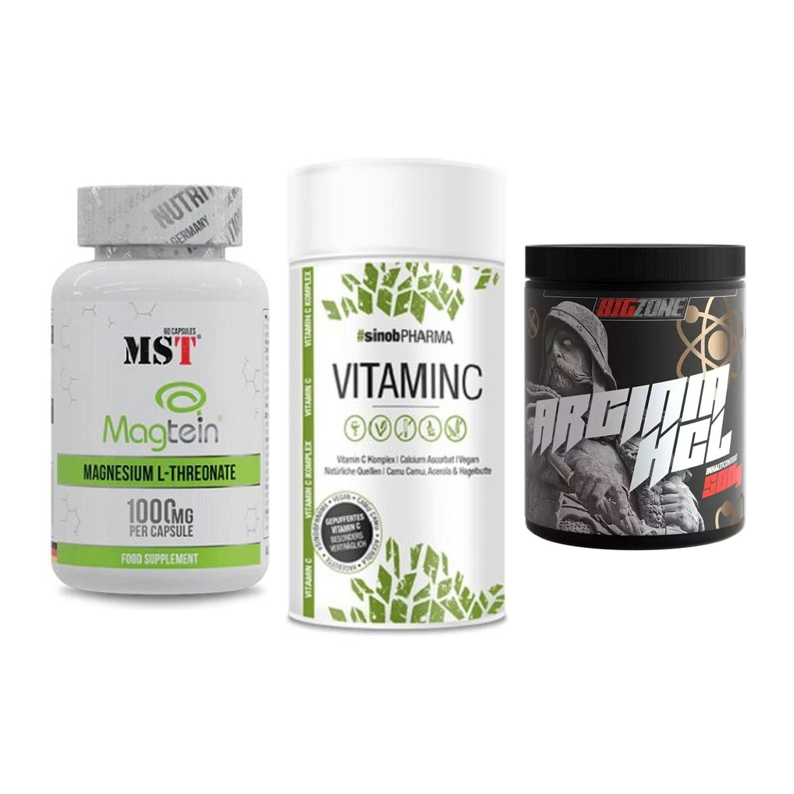 Ausdauer-Set: MST Magnesium + Sinob Vitamin C + Big Zone Arginin – alle enthaltenen Artikel