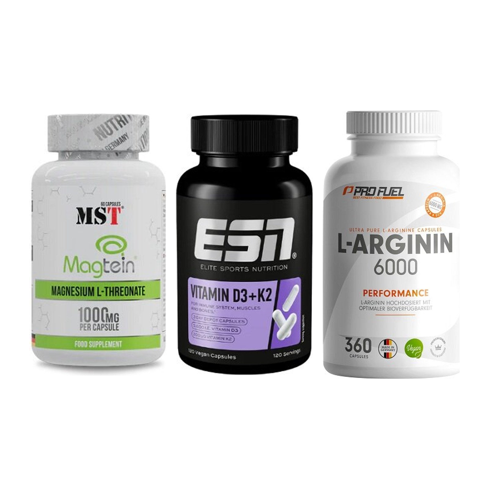 Ausdauer-Set: MST Magnesium + ESN Vitamin D3 + ProFuel L-Argini – alle enthaltenen Artikel