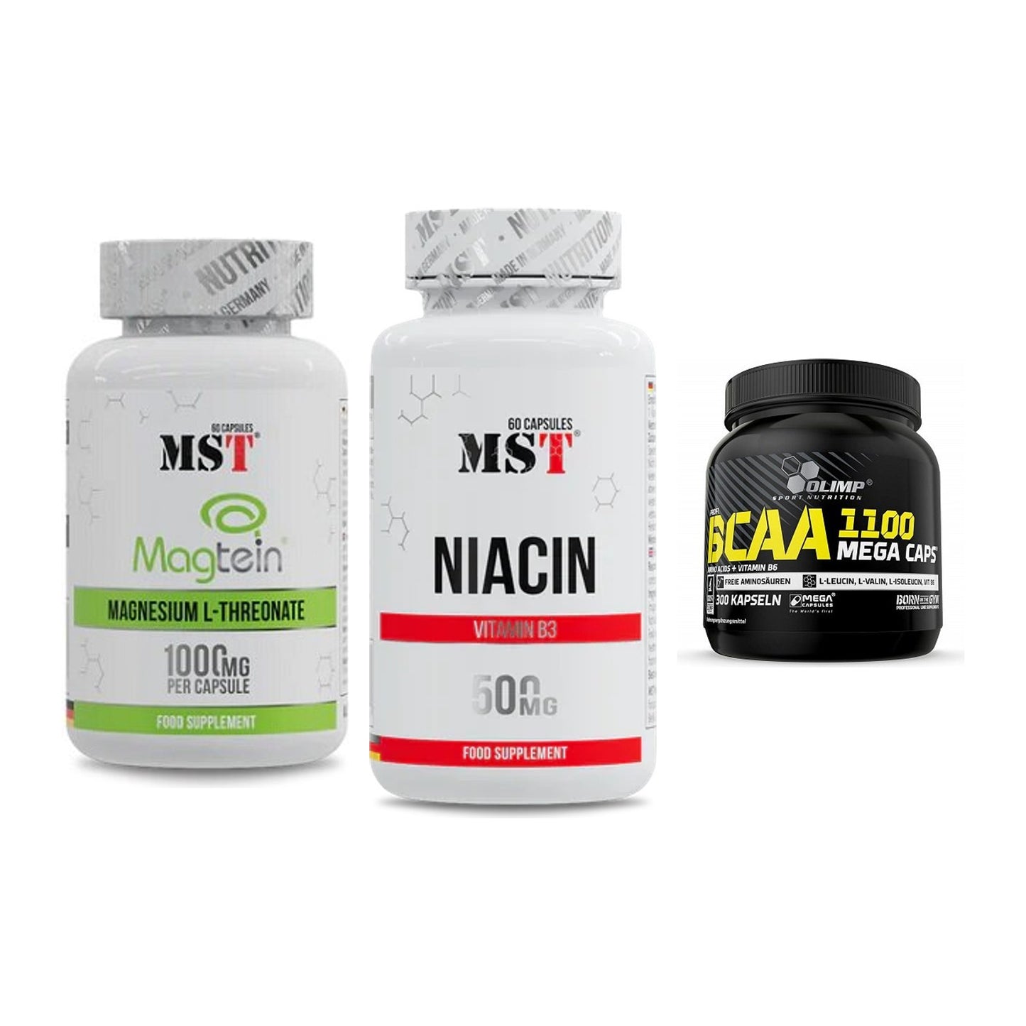 Ausdauer-Set: MST Magnesium + MST Niacin + Olimp BCAA Mega – alle enthaltenen Artikel