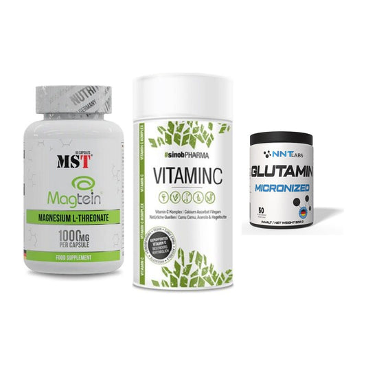 Ausdauer-Set: MST Magnesium + Sinob Vitamin C + NNT Glutamin – alle enthaltenen Artikel