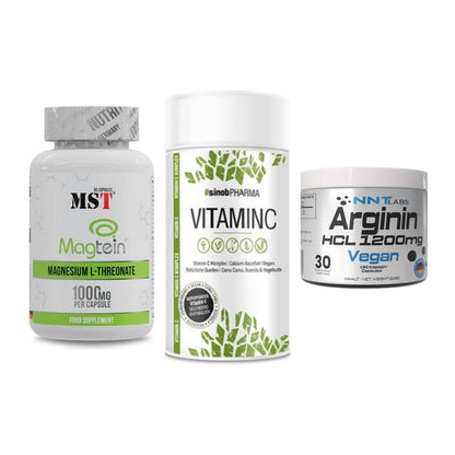 Ausdauer-Set: MST Magnesium + Sinob Vitamin C + NNT Arginin HCL – alle enthaltenen Artikel