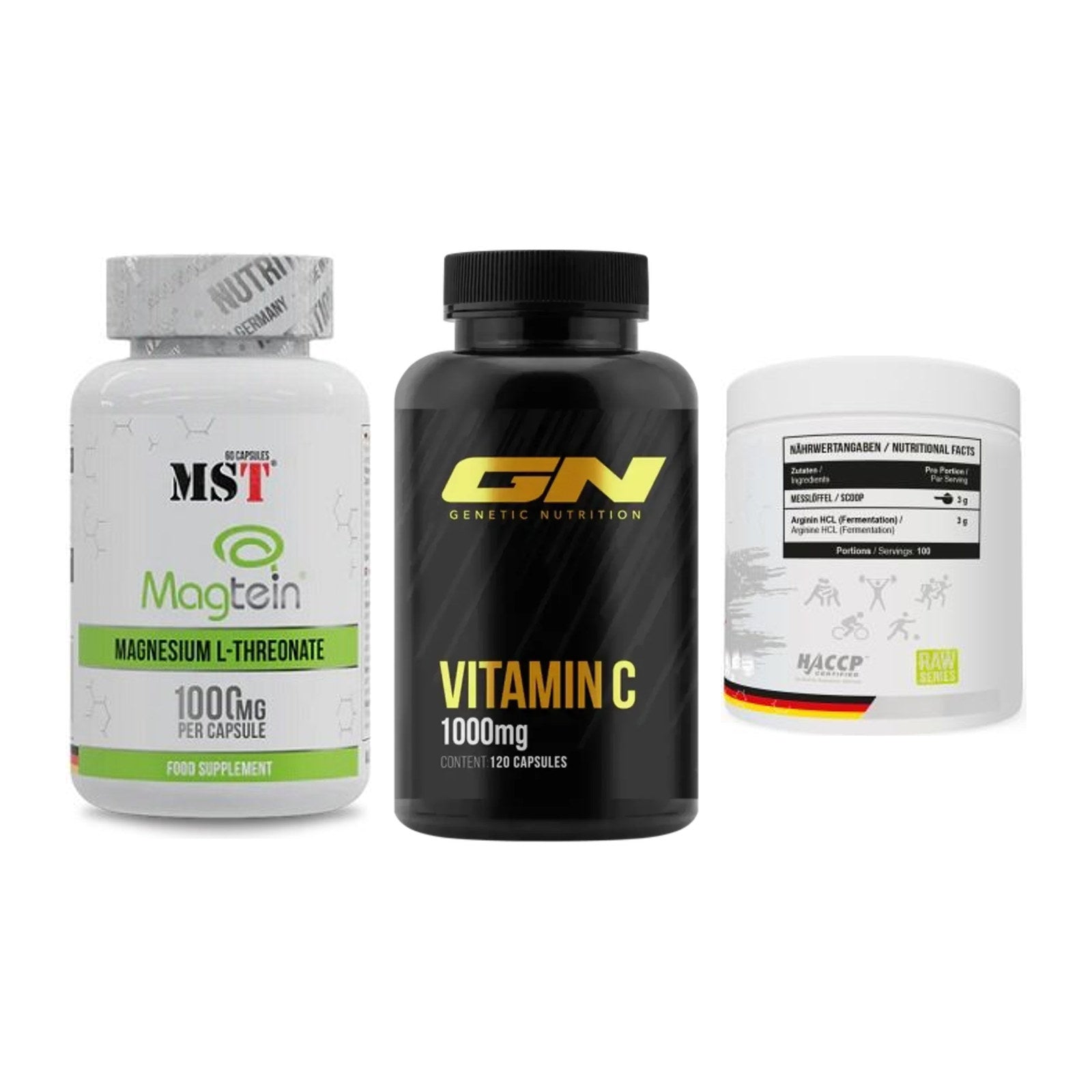 Ausdauer-Set: MST Magnesium + GN Vitamin C + MST Arginine HCL – alle enthaltenen Artikel
