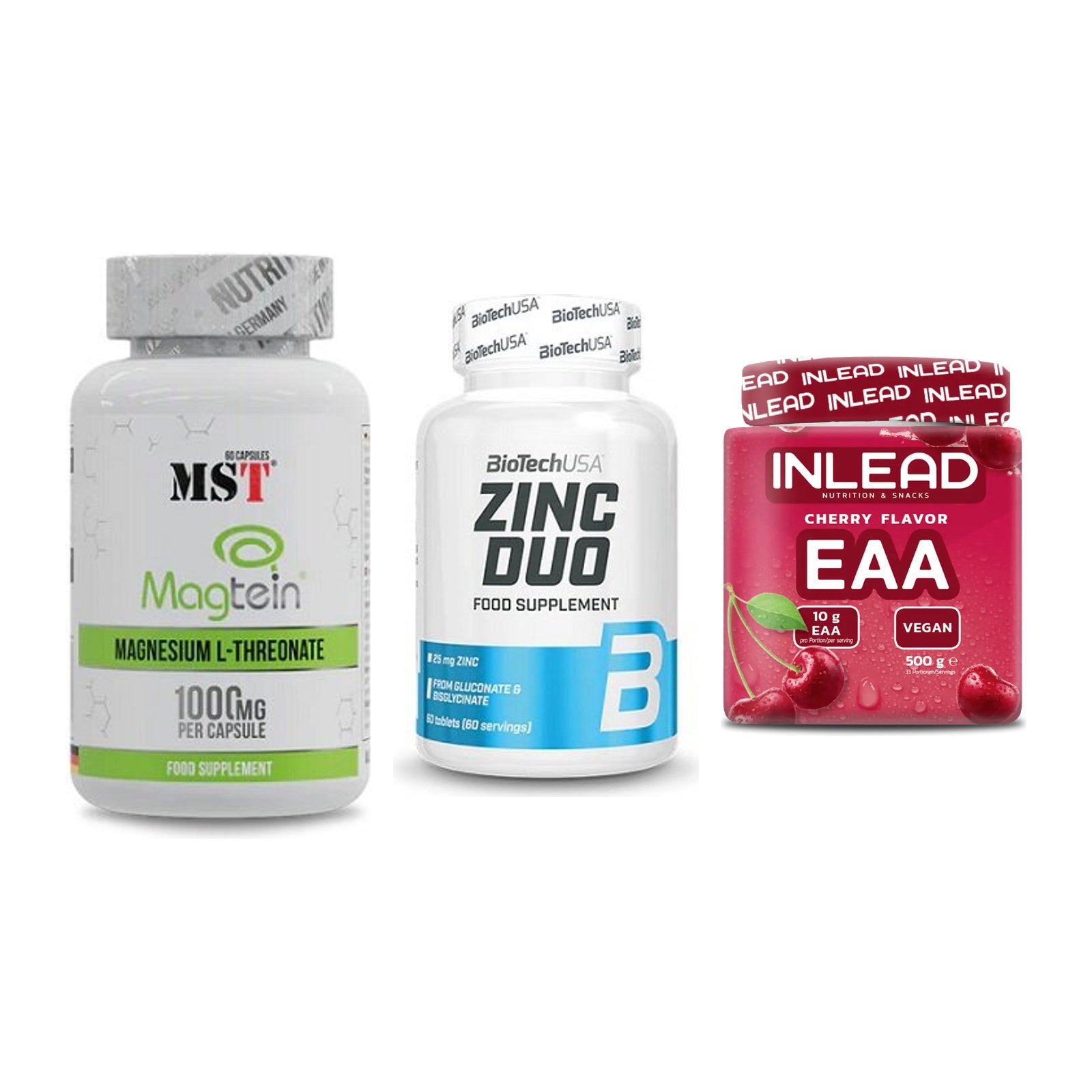 Ausdauer-Set: MST Magnesium + BioTech Zinc Duo + INLEAD EAA – alle enthaltenen Artikel