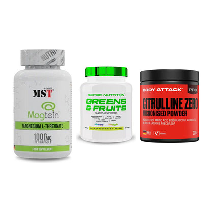 Ausdauer-Set: MST Magnesium + Scitec Greens + Body Attack 100 – alle enthaltenen Artikel