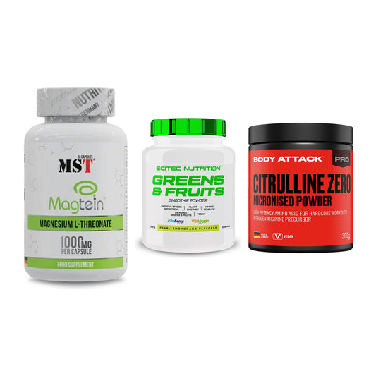 Ausdauer-Set: MST Magnesium + Scitec Greens + Body Attack 100 – alle enthaltenen Artikel