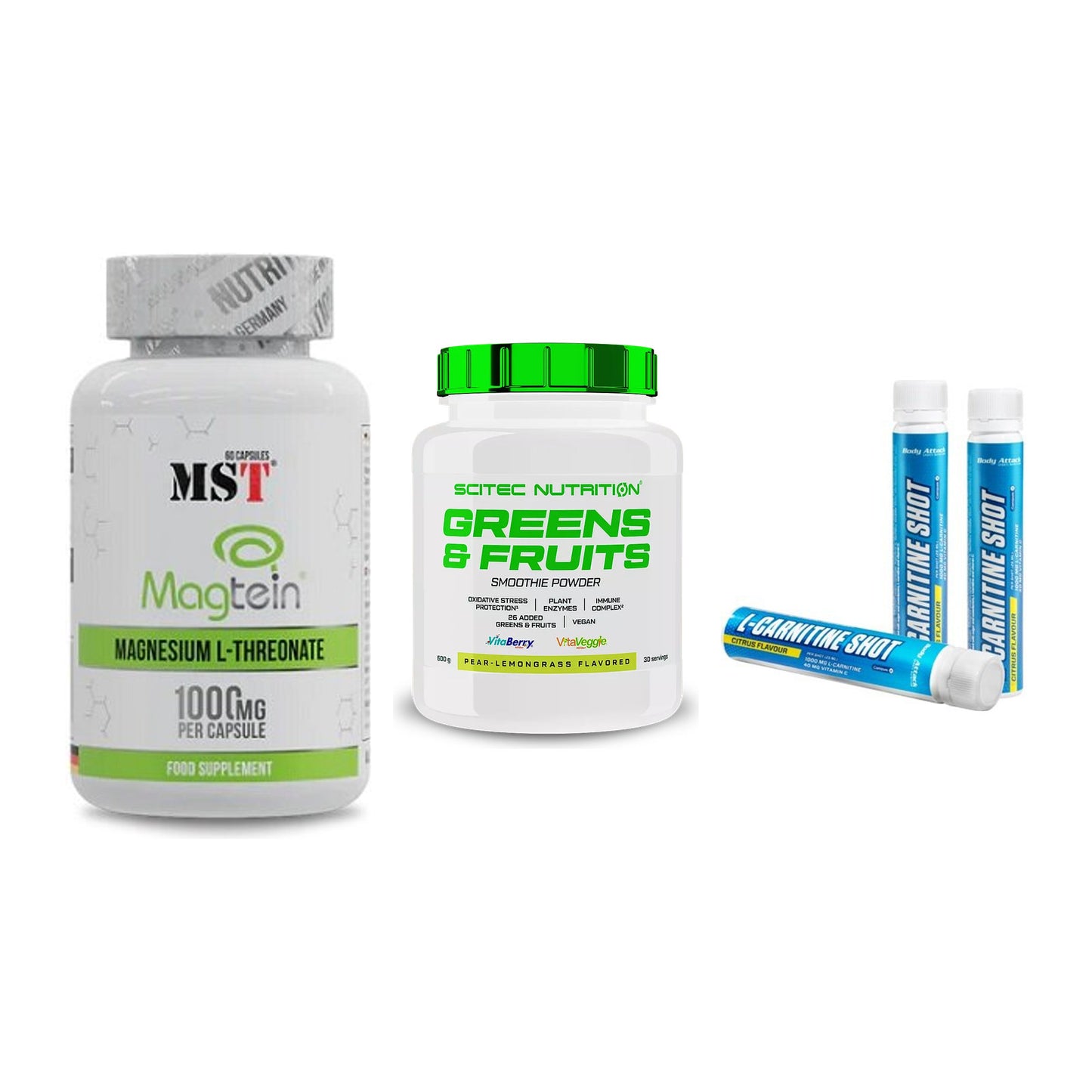 Ausdauer-Set: MST Magnesium + Scitec Greens + Body Attack – alle enthaltenen Artikel