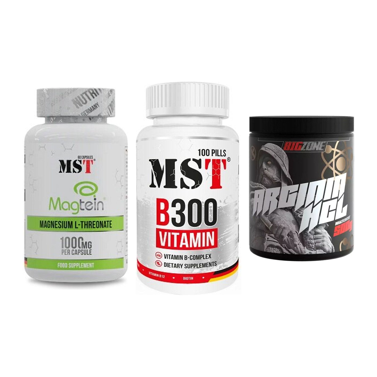 Ausdauer-Set: MST Magnesium + MST B300 B-Compl + Big Zone Arginin – alle enthaltenen Artikel