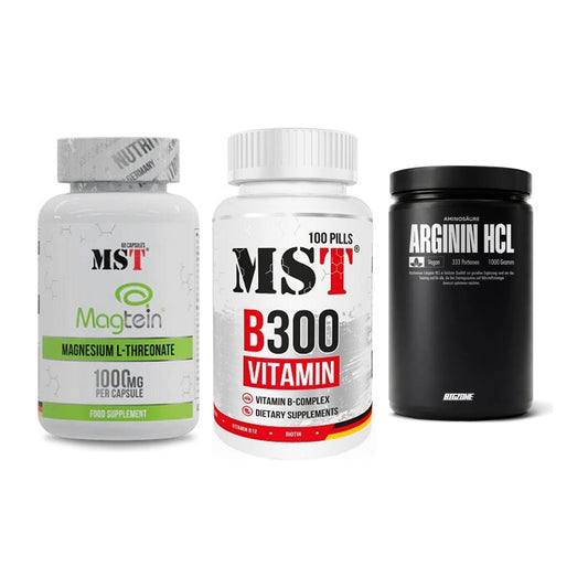 Ausdauer-Set: MST Magnesium + MST B300 B-Compl + Big Zone L-Argin – alle enthaltenen Artikel