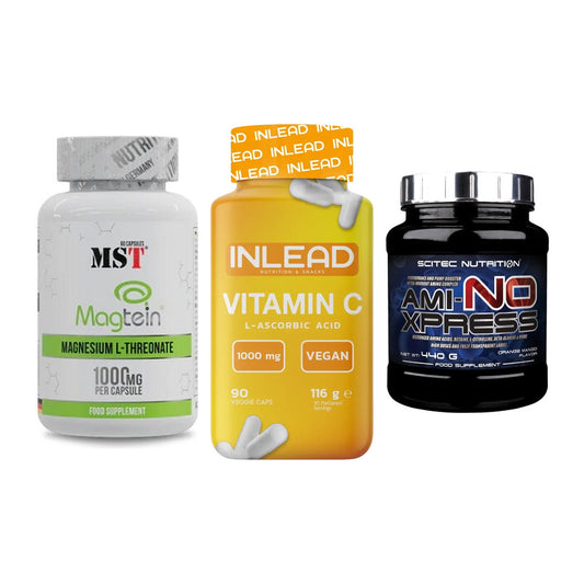 Ausdauer-Set: MST Magnesium + INLEAD Vitamin C + Scitec Ami-NO – alle enthaltenen Artikel