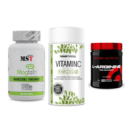 Ausdauer-Set: MST Magnesium + Sinob Vitamin C + Scitec Arginin – alle enthaltenen Artikel