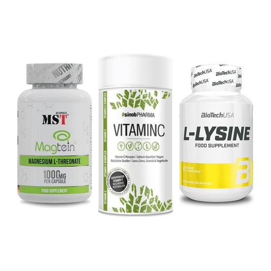 Ausdauer-Set: MST Magnesium + Sinob Vitamin C + BioTech L-Lysine – alle enthaltenen Artikel