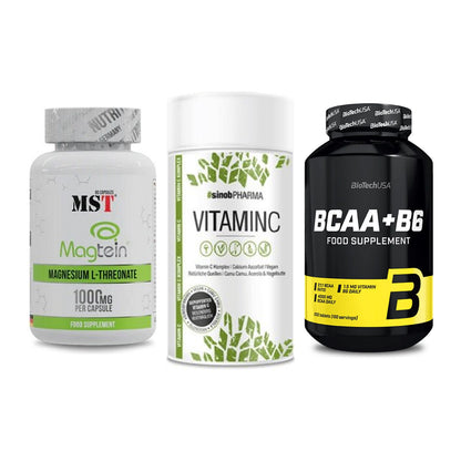 Ausdauer-Set: MST Magnesium + Sinob Vitamin C + BioTech BCAA+B6 – alle enthaltenen Artikel