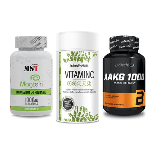 Ausdauer-Set: MST Magnesium + Sinob Vitamin C + BioTech AAKG – alle enthaltenen Artikel