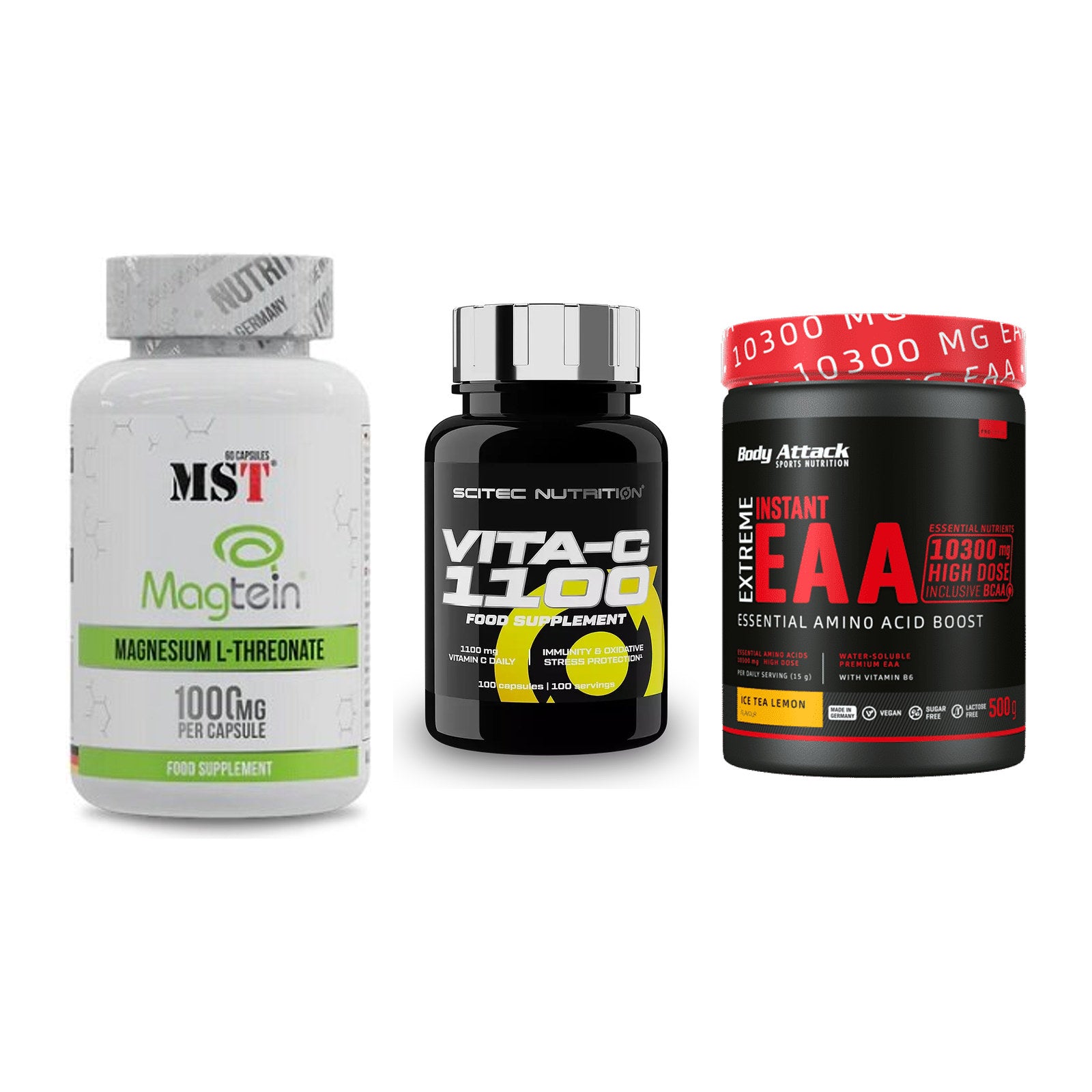 Ausdauer-Set: MST Magnesium + Scitec Vitamin C + Body Attack – alle enthaltenen Artikel