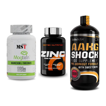Ausdauer-Set: MST Magnesium + Scitec Zinc + BioTech AAKG – alle enthaltenen Artikel