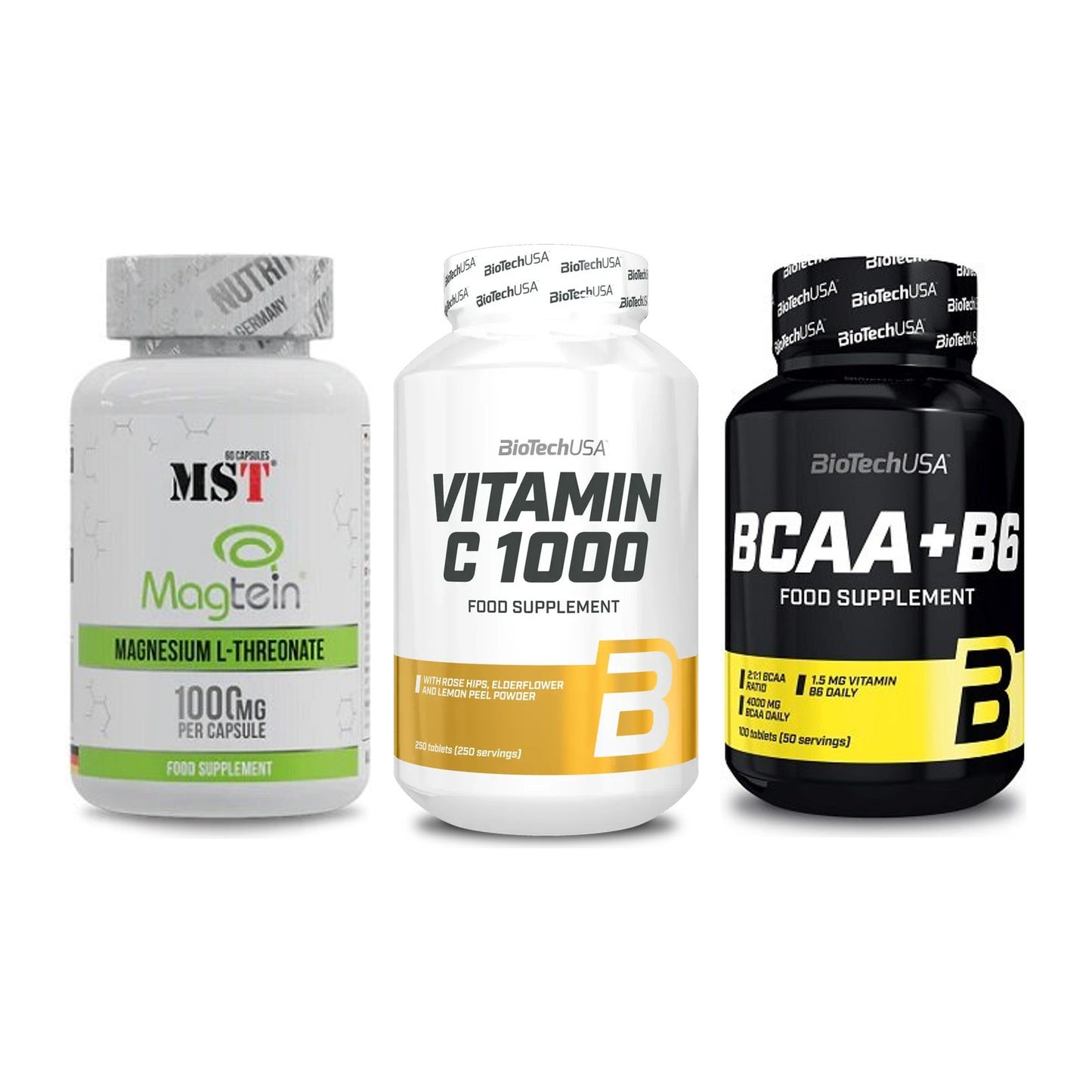 Ausdauer-Set: MST Magnesium + BioTech Vitamin + BioTech BCAA+B6 – alle enthaltenen Artikel