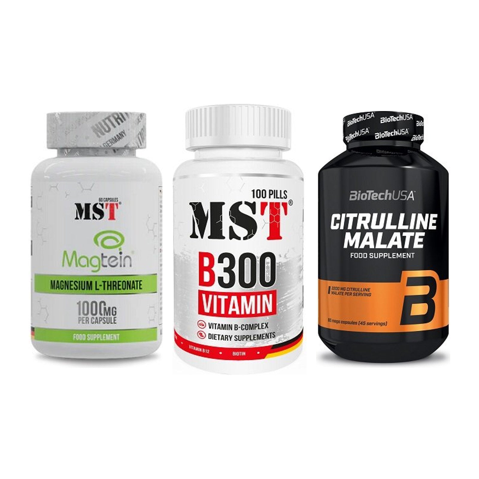 Ausdauer-Set: MST Magnesium + MST B300 B-Compl + BioTech Citrulli – alle enthaltenen Artikel
