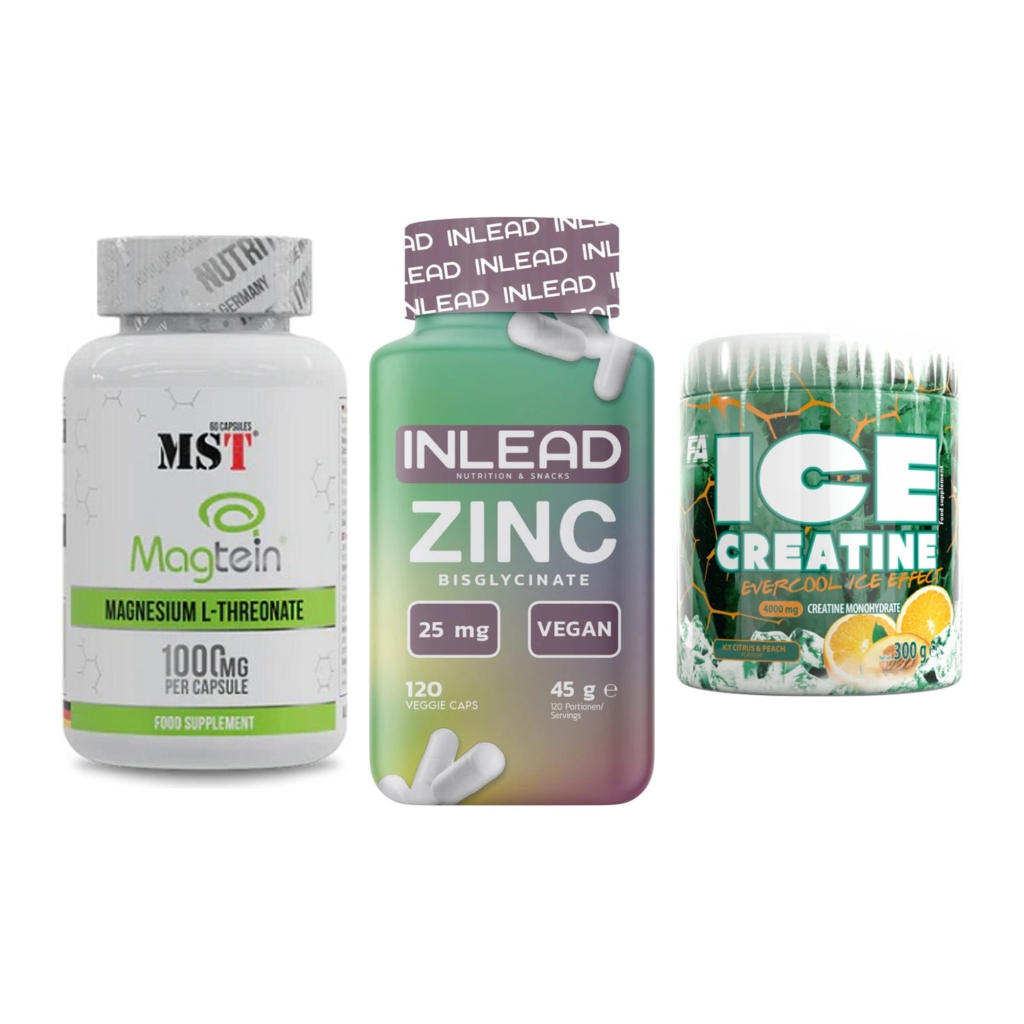 Ausdauer-Set: MST Magnesium + INLEAD Zink + FA Nutrition ICE – alle enthaltenen Artikel