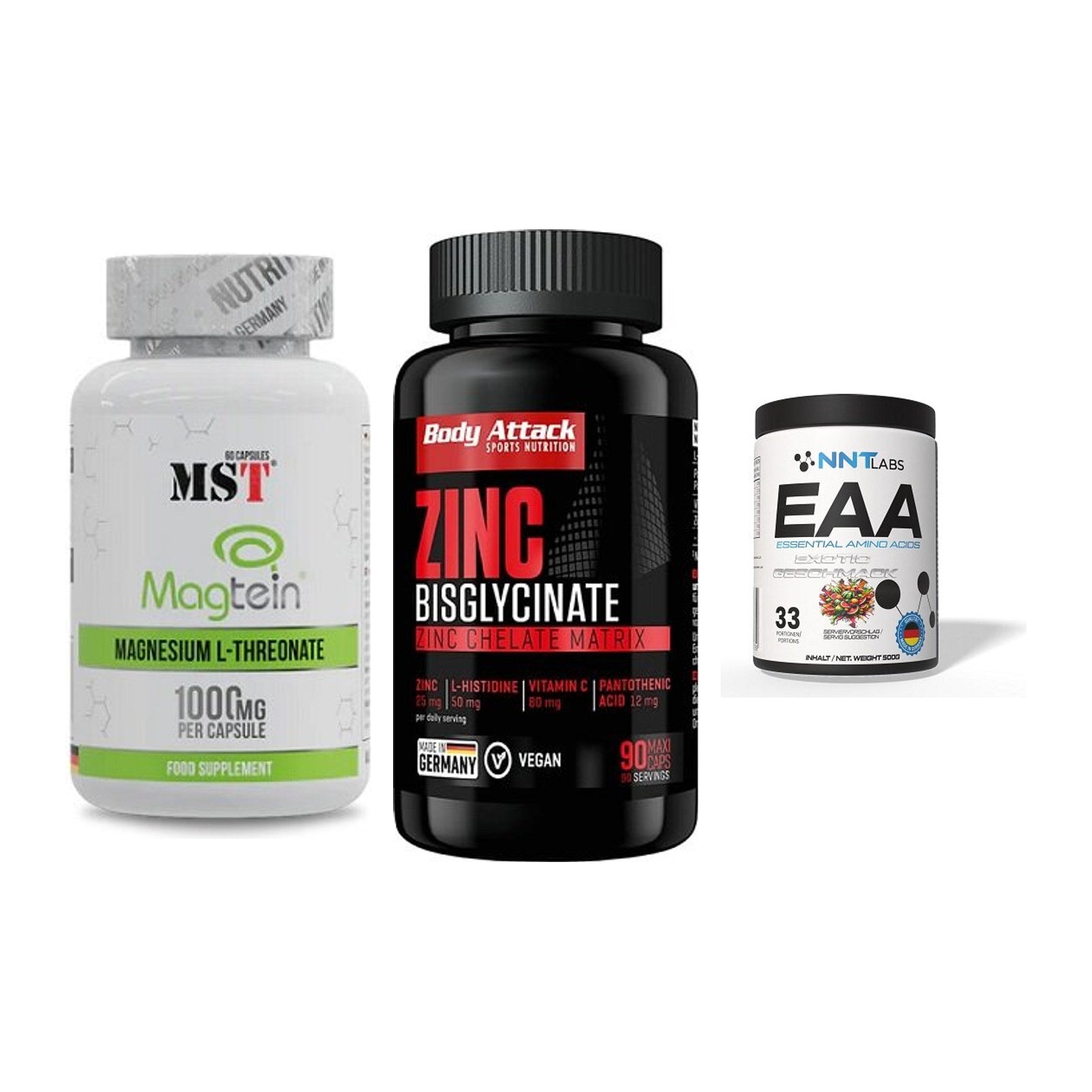 Ausdauer-Set: MST Magnesium + Body Attack Zink + NNT EAA – alle enthaltenen Artikel