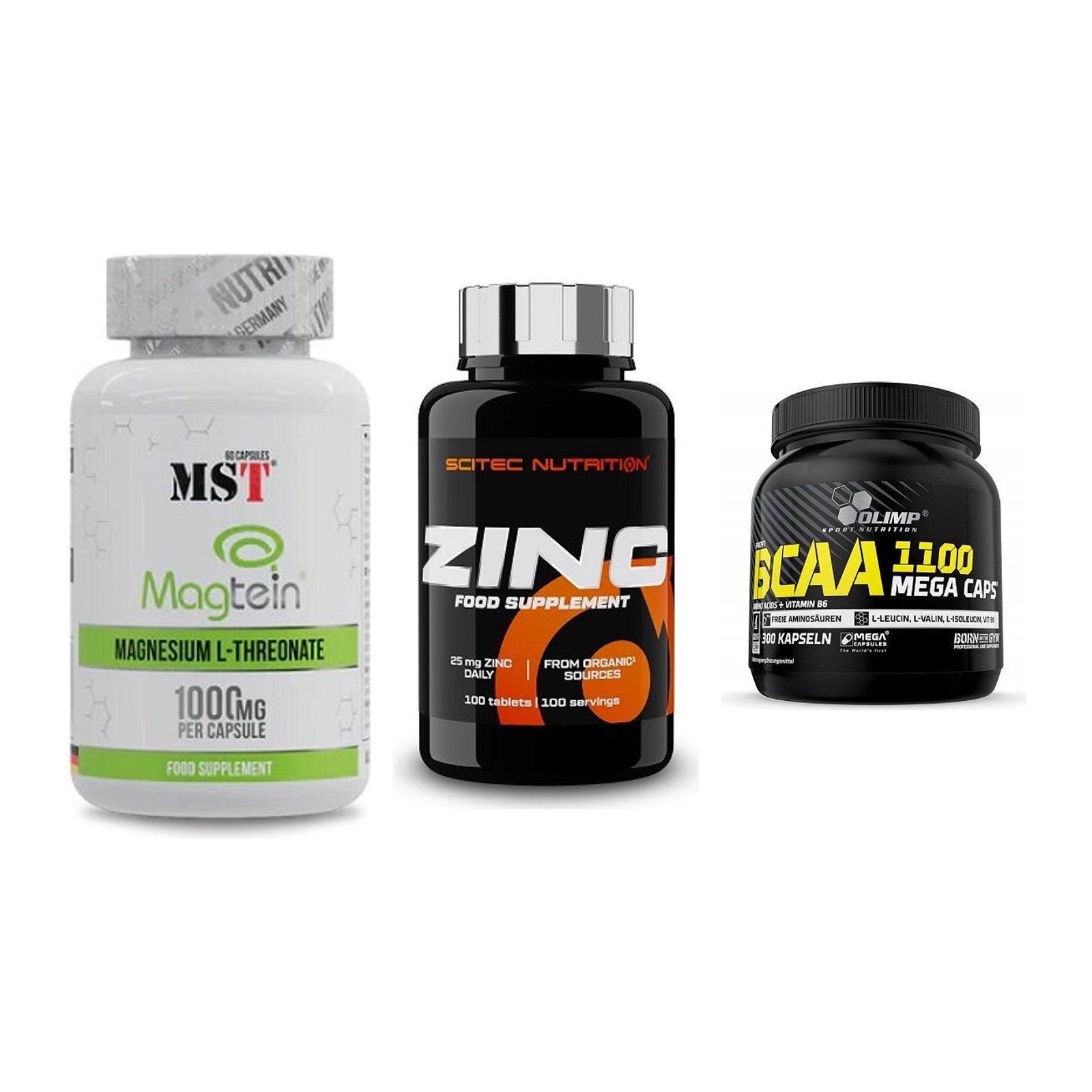 Ausdauer-Set: MST Magnesium + Scitec Zinc + Olimp BCAA Mega – alle enthaltenen Artikel