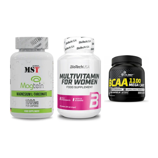 Ausdauer-Set: MST Magnesium + BioTech Multivit + Olimp BCAA Mega – alle enthaltenen Artikel