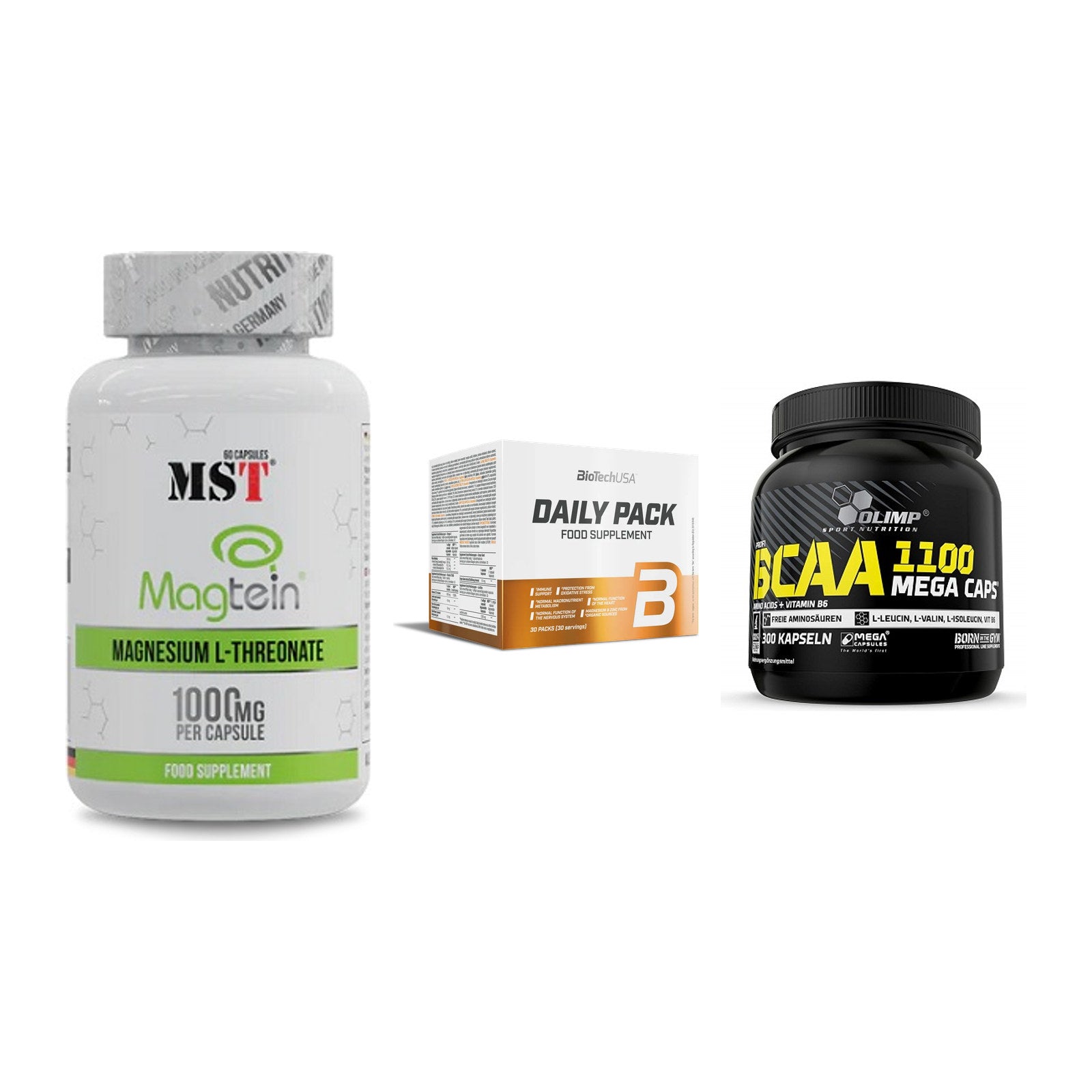 Ausdauer-Set: MST Magnesium + BioTech Daily + Olimp BCAA Mega – alle enthaltenen Artikel