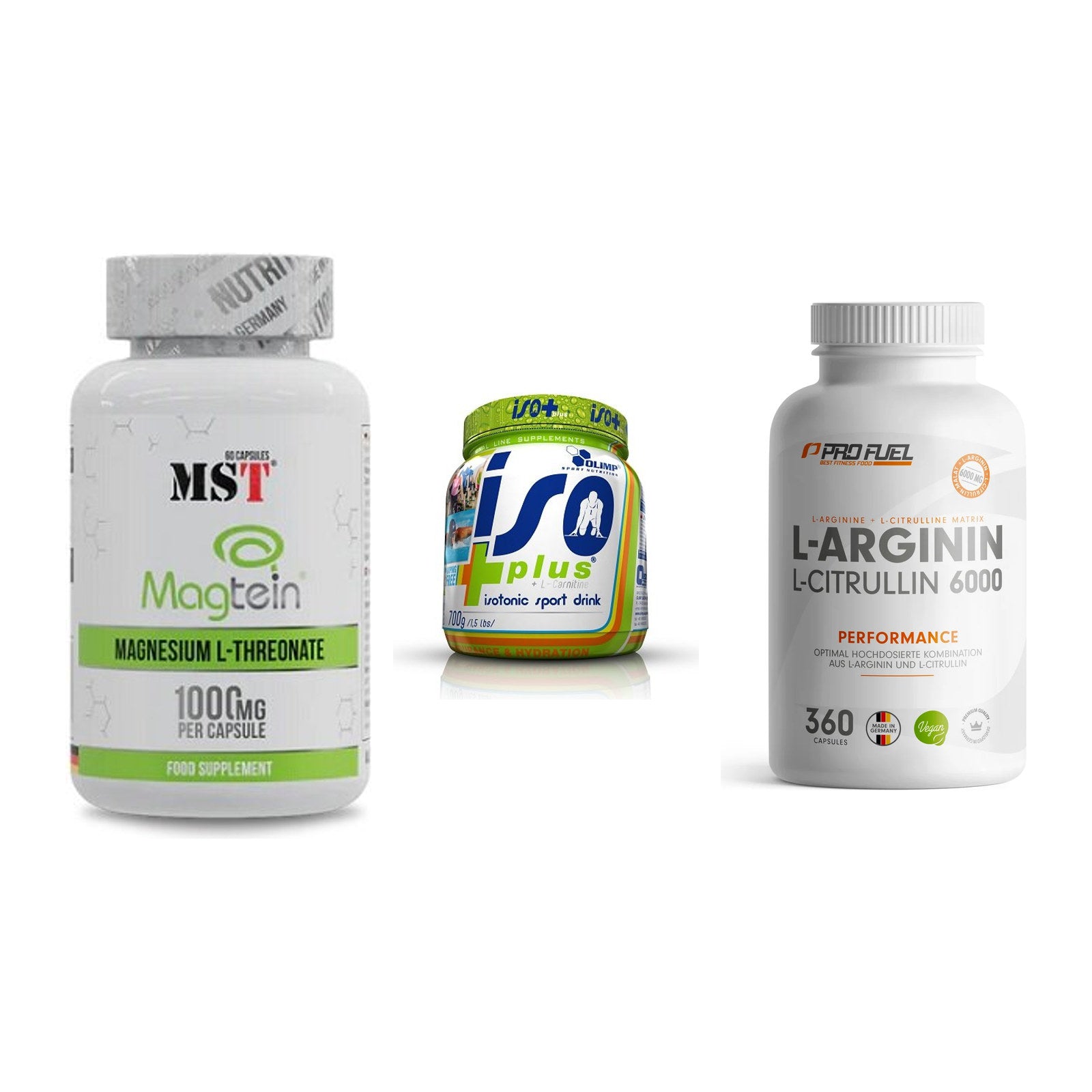 Ausdauer-Set: MST Magnesium + Olimp Iso Plus + ProFuel L-Argini – alle enthaltenen Artikel