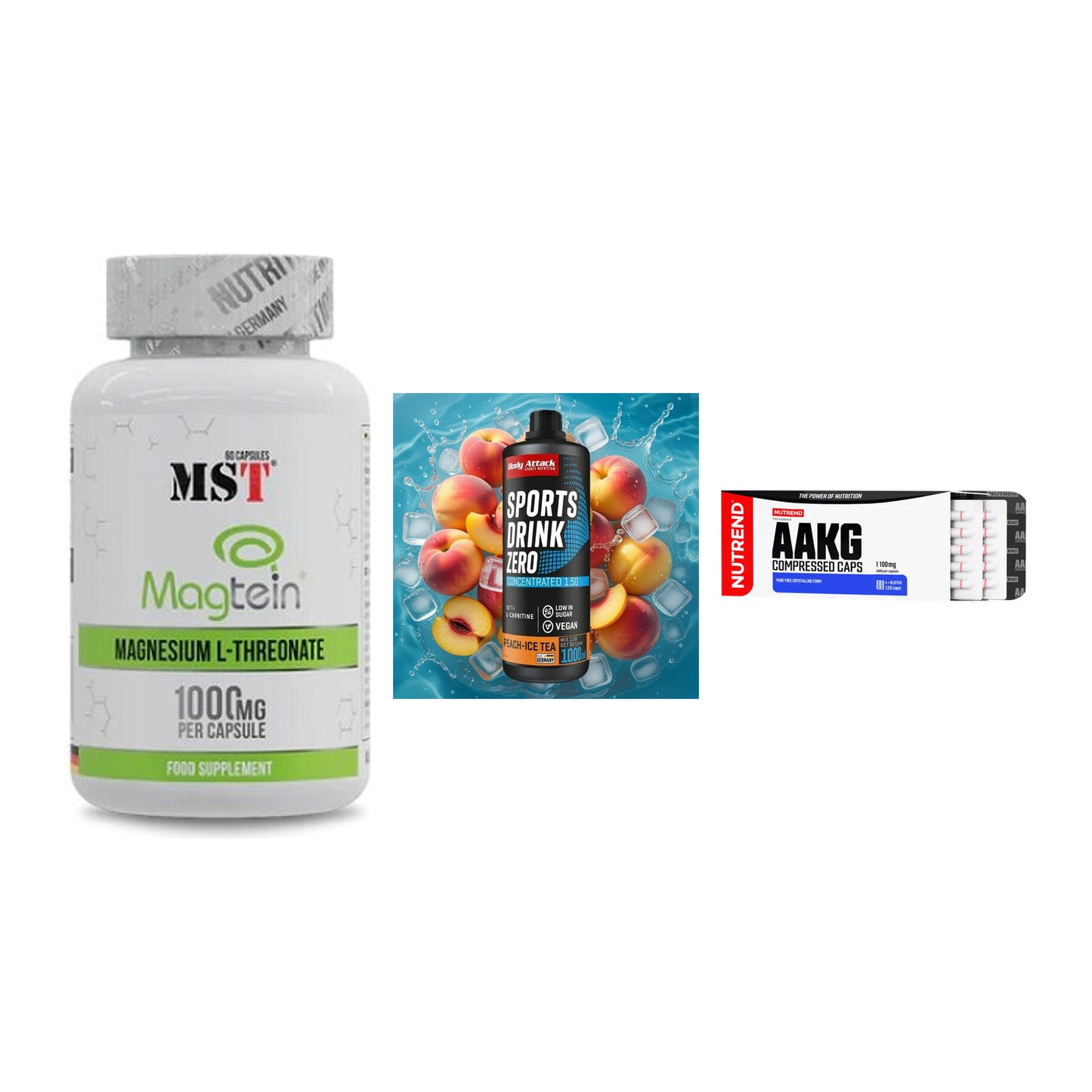 Ausdauer-Set: MST Magnesium + Body Attack + Nutrend AAKG – alle enthaltenen Artikel
