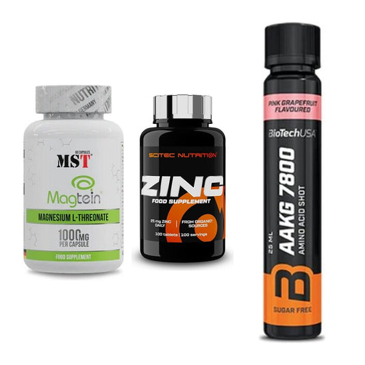 Ausdauer-Set: MST Magnesium + Scitec Zinc + BioTech AAKG – alle enthaltenen Artikel
