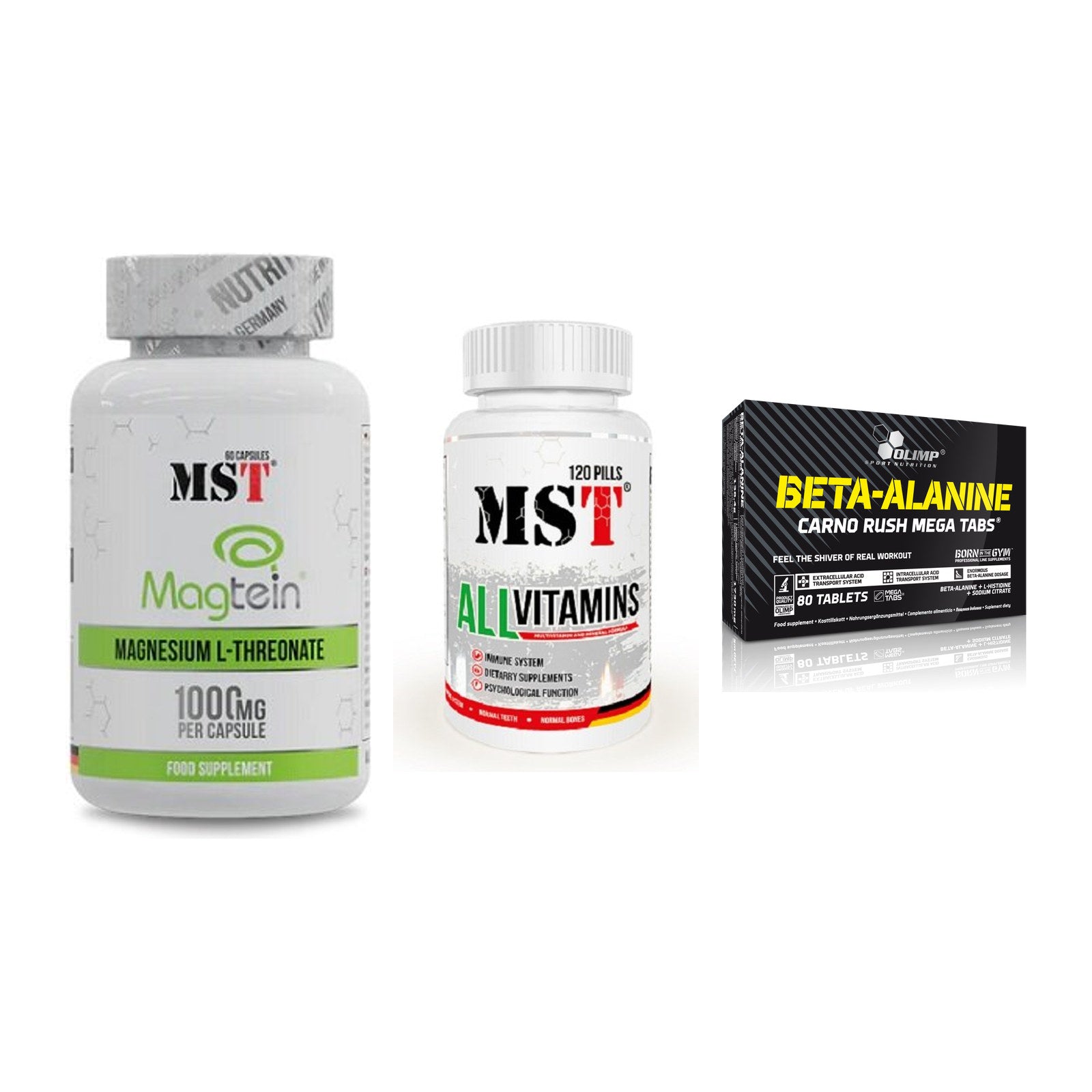 Ausdauer-Set: MST Magnesium + MST All Vitamins + Olimp Beta-Alani – alle enthaltenen Artikel