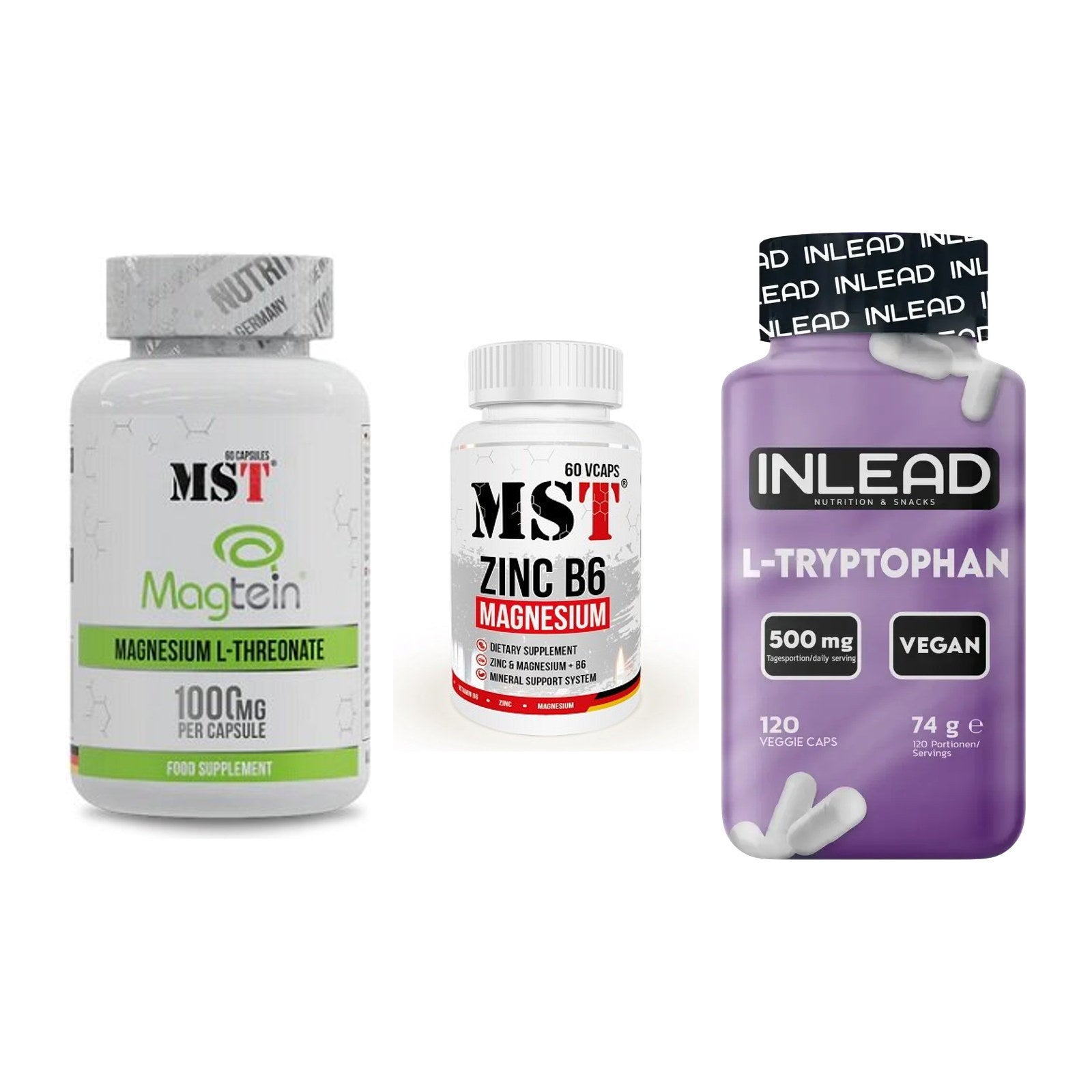 Ausdauer-Set: MST Magnesium + MST Zinc + INLEAD L-Tryptop – alle enthaltenen Artikel