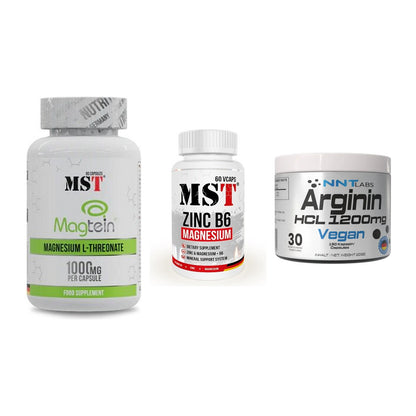 Ausdauer-Set: MST Magnesium + MST Zinc + NNT Arginin HCL – alle enthaltenen Artikel