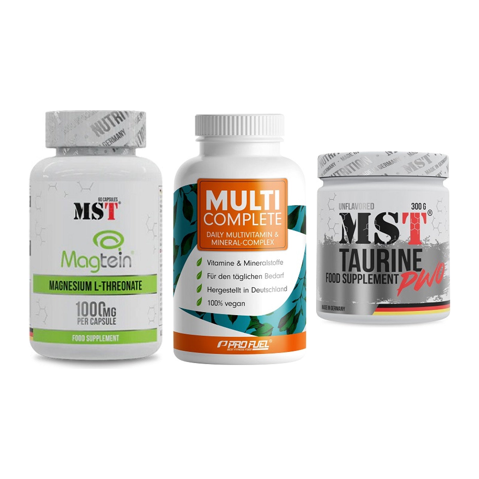 Ausdauer-Set: MST Magnesium + ProFuel MULTI + MST Taurine – alle enthaltenen Artikel