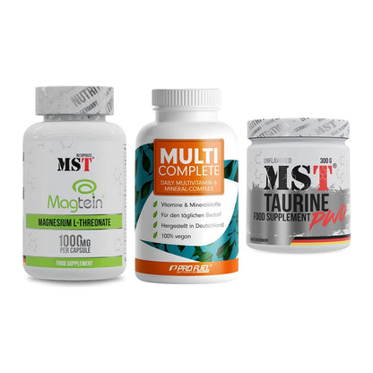 Ausdauer-Set: MST Magnesium + ProFuel MULTI + MST Taurine – alle enthaltenen Artikel
