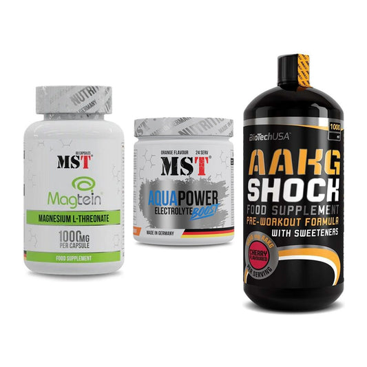Ausdauer-Set: MST Magnesium + MST Aqua Power + BioTech AAKG – alle enthaltenen Artikel