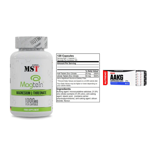 Ausdauer-Set: MST Magnesium + GN Zinc Citrate + Nutrend AAKG – alle enthaltenen Artikel