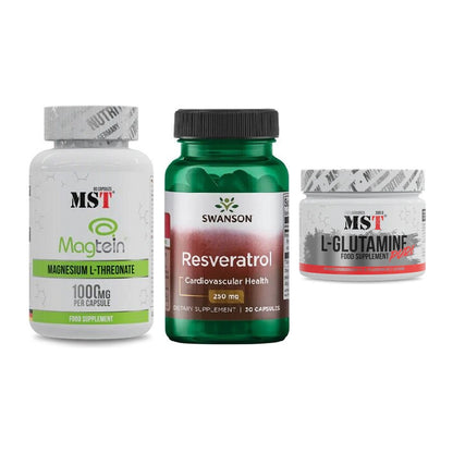Ausdauer-Set: MST Magnesium + Swanson Resverat + MST Glutamine – alle enthaltenen Artikel
