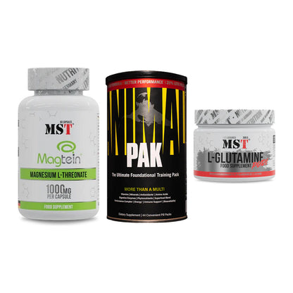 Ausdauer-Set: MST Magnesium + Universal Animal + MST Glutamine – alle enthaltenen Artikel