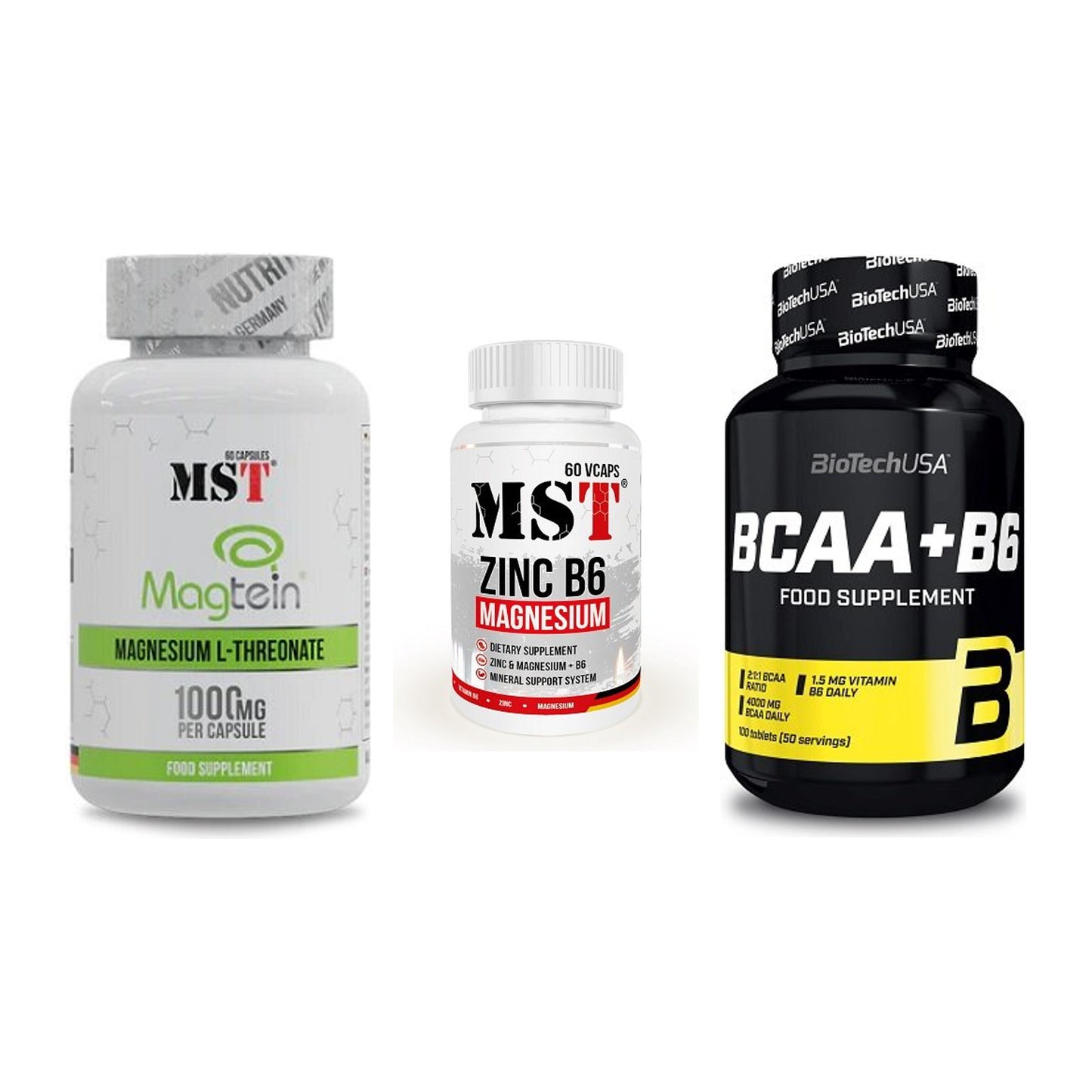 Ausdauer-Set: MST Magnesium + MST Zinc + BioTech BCAA+B6 – alle enthaltenen Artikel