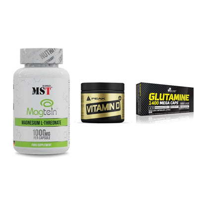 Ausdauer-Set: MST Magnesium + Peak Vitamin D + Olimp L-Glutamin – alle enthaltenen Artikel