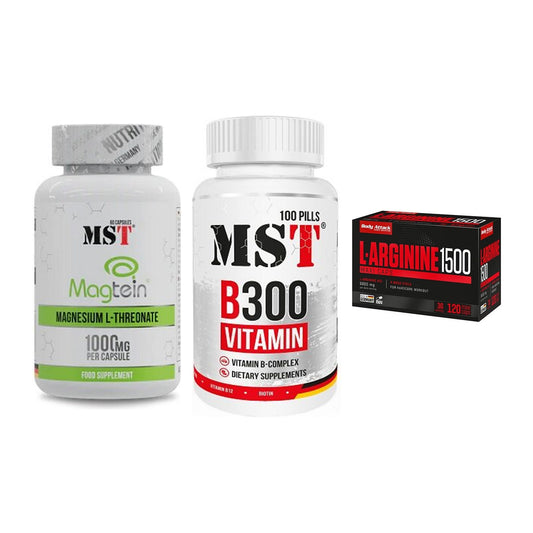 Ausdauer-Set: MST Magnesium + MST B300 B-Compl + Body Attack – alle enthaltenen Artikel