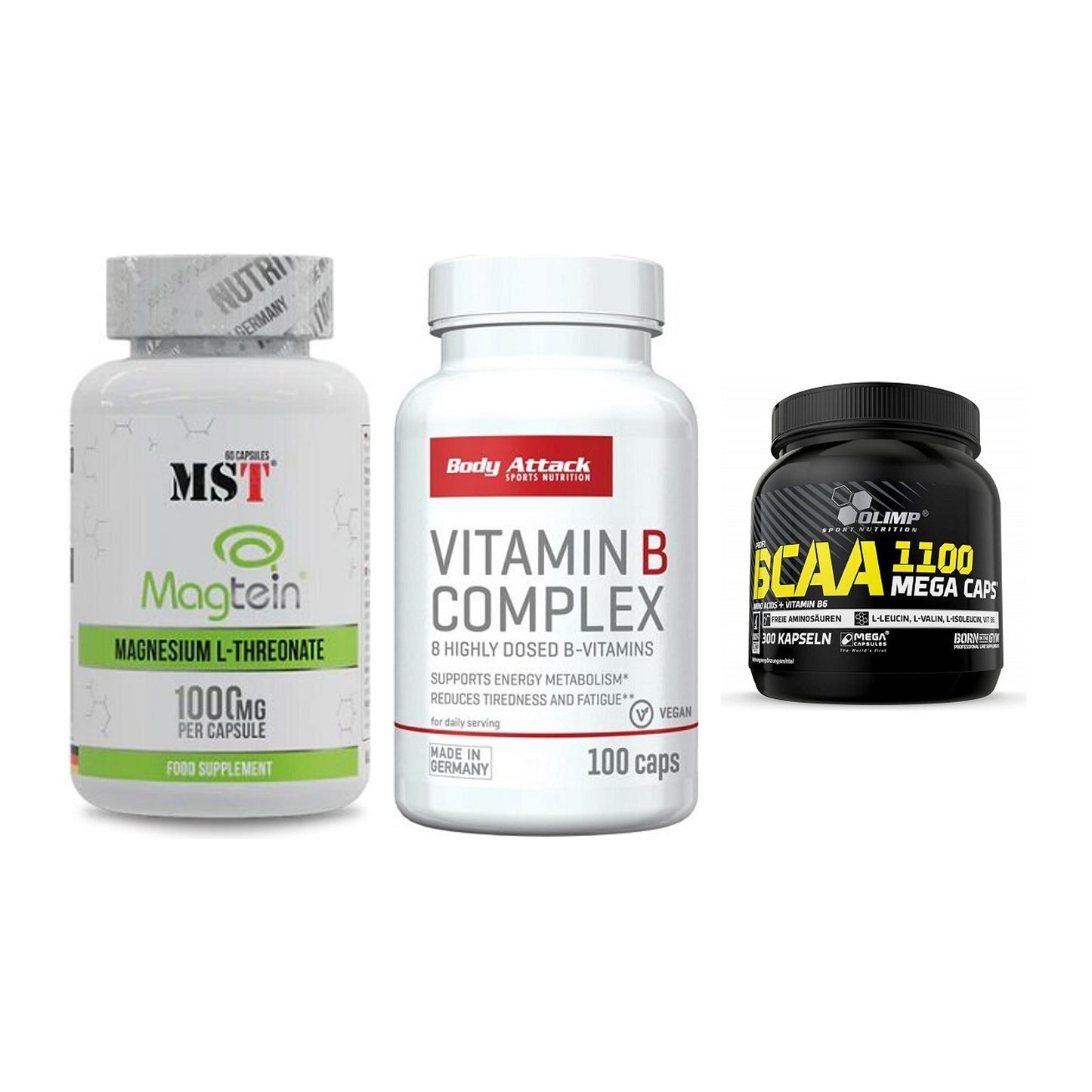 Ausdauer-Set: MST Magnesium + Body Attack + Olimp BCAA Mega – alle enthaltenen Artikel