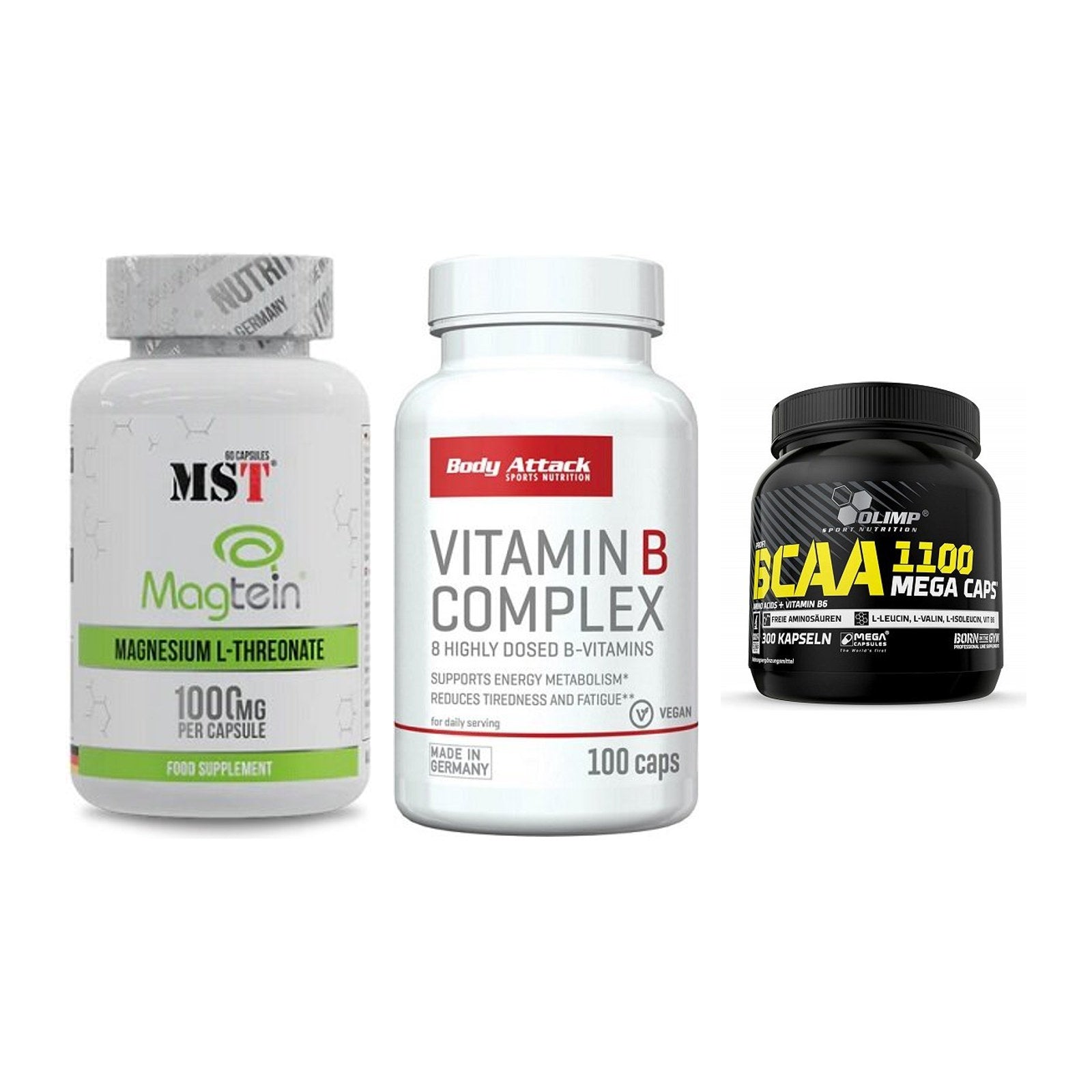 Ausdauer-Set: MST Magnesium + Body Attack + Olimp BCAA Mega – alle enthaltenen Artikel