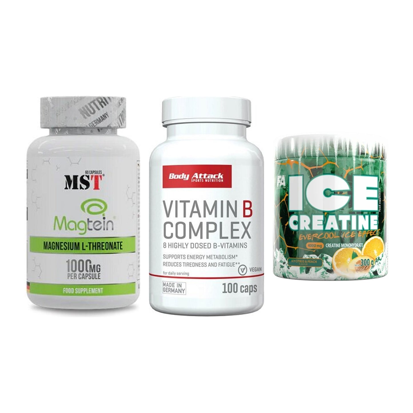 Ausdauer-Set: MST Magnesium + Body Attack + FA Nutrition ICE – alle enthaltenen Artikel