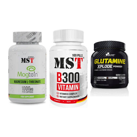 Ausdauer-Set: MST Magnesium + MST B300 B-Compl + Olimp L-Glutamin – alle enthaltenen Artikel