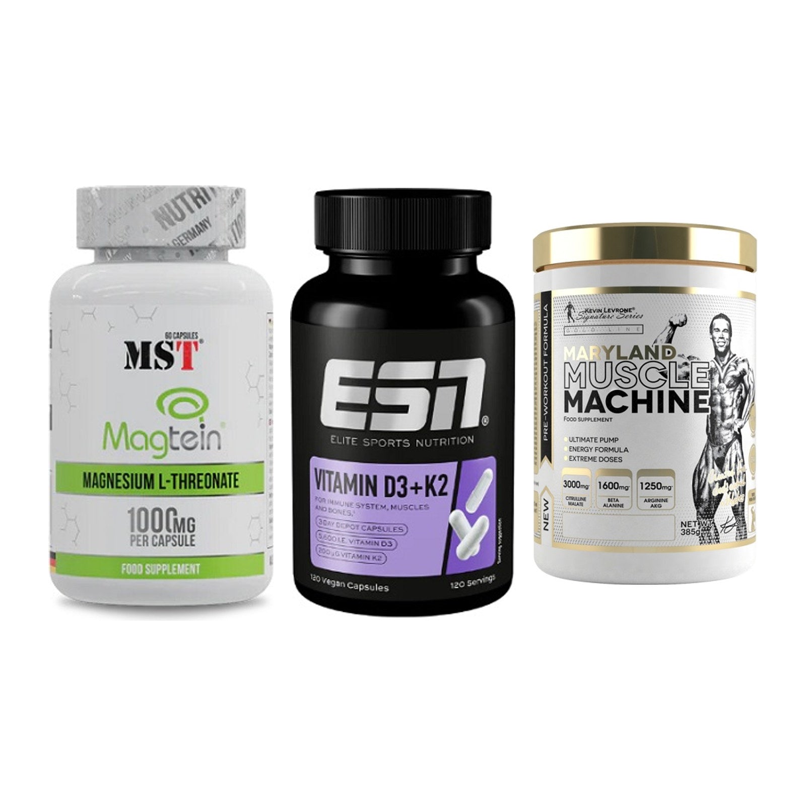 Ausdauer-Set: MST Magnesium + ESN Vitamin D3 + Kevin Levrone – alle enthaltenen Artikel