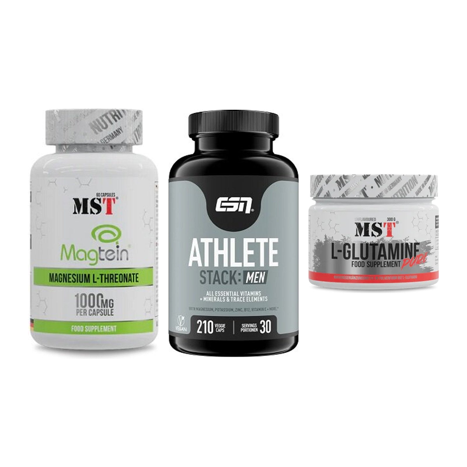 Ausdauer-Set: MST Magnesium + ESN Athlete + MST Glutamine – alle enthaltenen Artikel