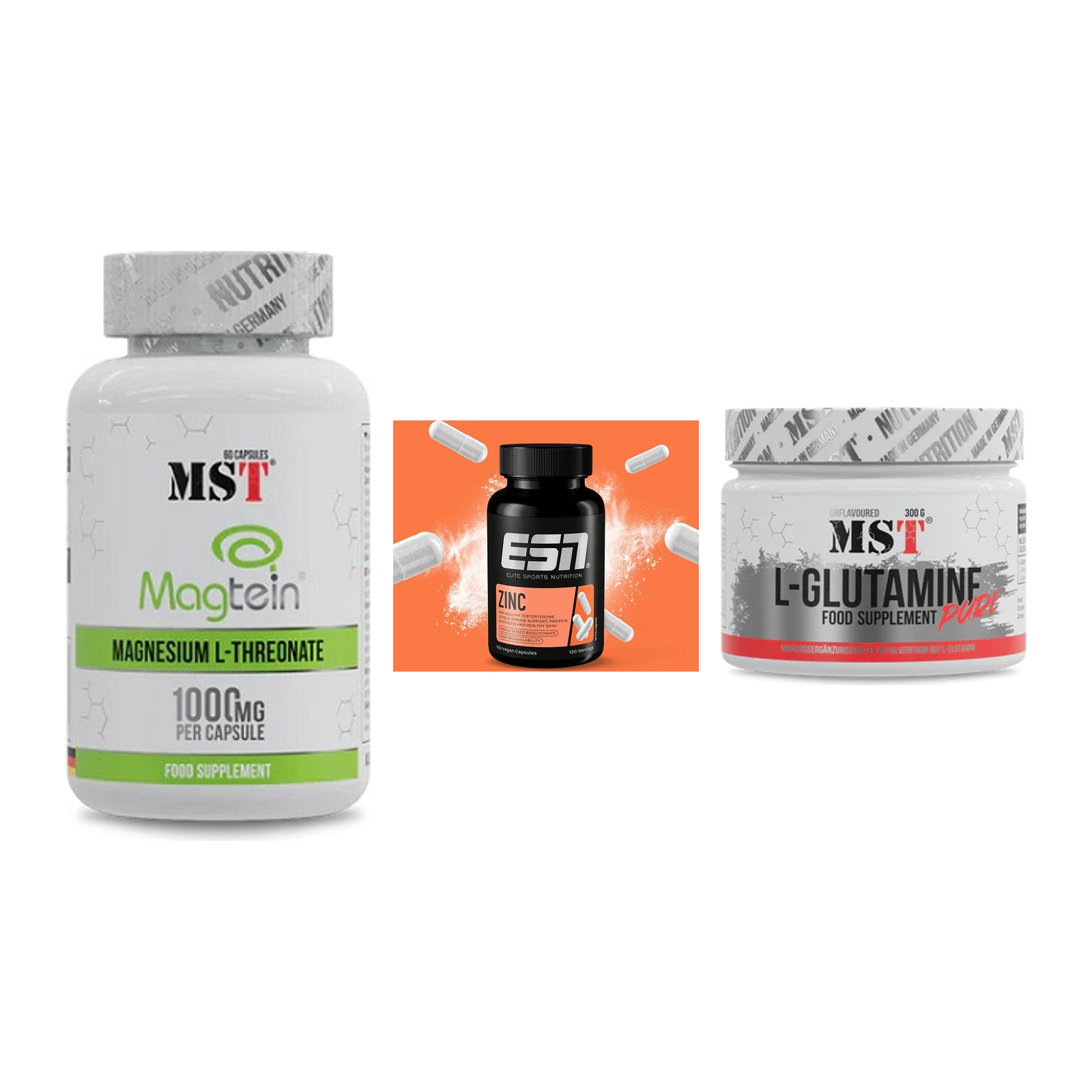 Ausdauer-Set: MST Magnesium + ESN Zinc + MST Glutamine – alle enthaltenen Artikel