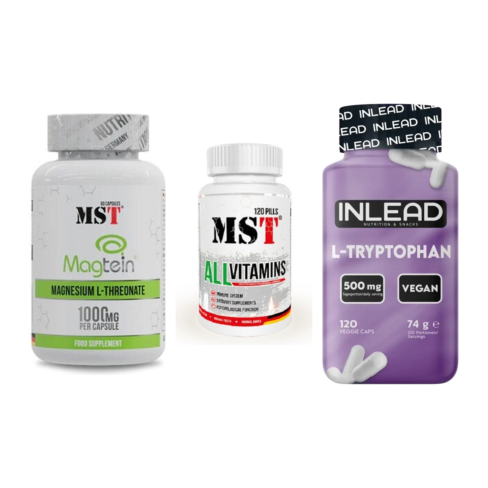 Ausdauer-Set: MST Magnesium + MST All Vitamins + INLEAD L-Tryptop – alle enthaltenen Artikel