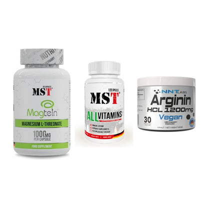 Ausdauer-Set: MST Magnesium + MST All Vitamins + NNT Arginin HCL – alle enthaltenen Artikel
